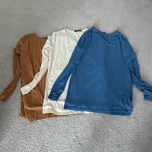 🚨 3 large Womens Long Sleeve T Shirts Crewneck Trendy Tops Tunic
